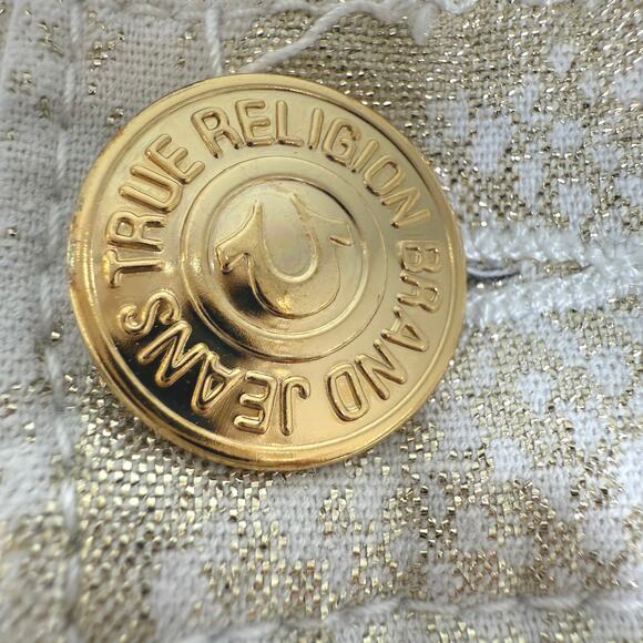 True Religion Halle Super Skinny Jeans Gold Snake Print Mid Rise | Size 26 - Picture 5 of 11